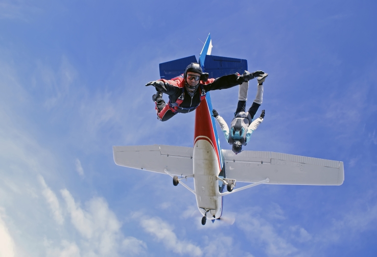 Parachute jump, plane