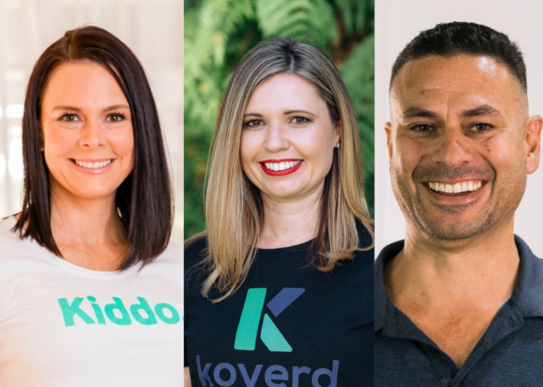Kiddo's Rebecca Dredge, Koverd's Fabrizia Roberto and Neuphoria's Henry Boulton. Images: Supplied.