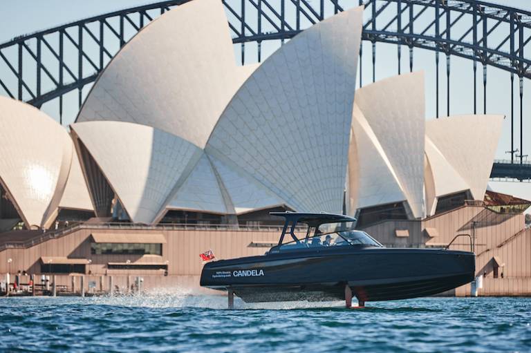 Hydrofoiling electric boat startup Candela is finally on Australian waters
