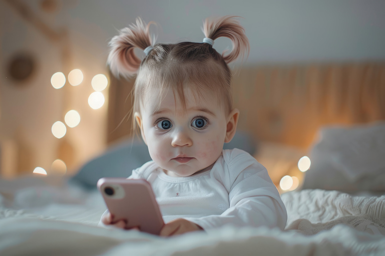 baby with iphone