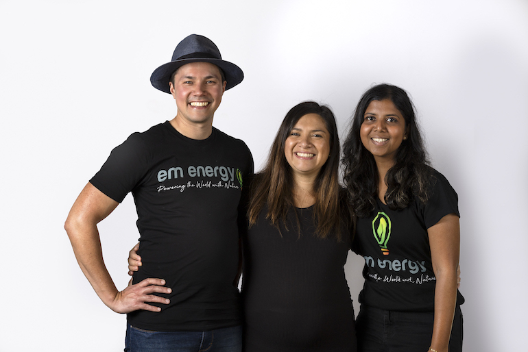 EM Energy team members Chris Wilson, Isabel Toasa and Kesha Manimaran&nbsp;