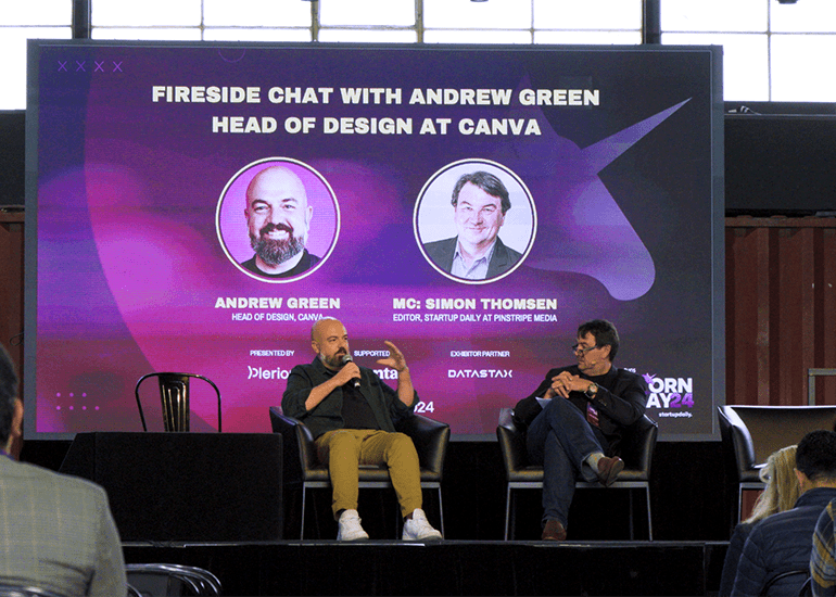 Andrew Green from Canva in discussion with Simon Thomsen from Startup Daily