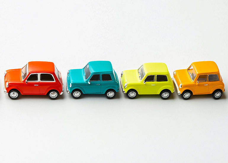 toys car in a line