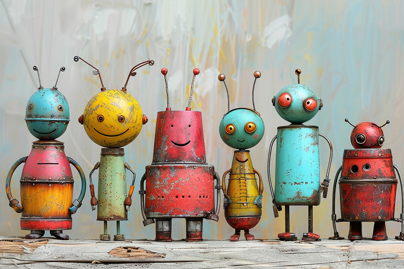 Old-fashioned rusty robots