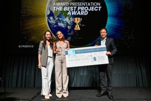 Lift Women's Irene Tsang, with Ovum.AI founder Dr Ariella Heffernan-Marks, winner of the Best Project Award at Lift Her, and Joseph Chan